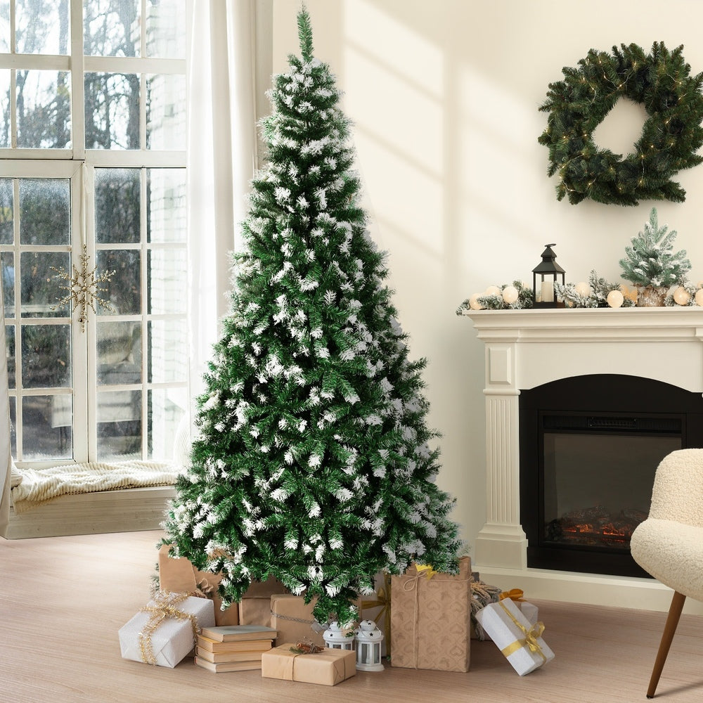 Tinseltown Christmas Tree 2.4M 8FT Snowy Xmas Decorations Home Decor Green 1400 tips