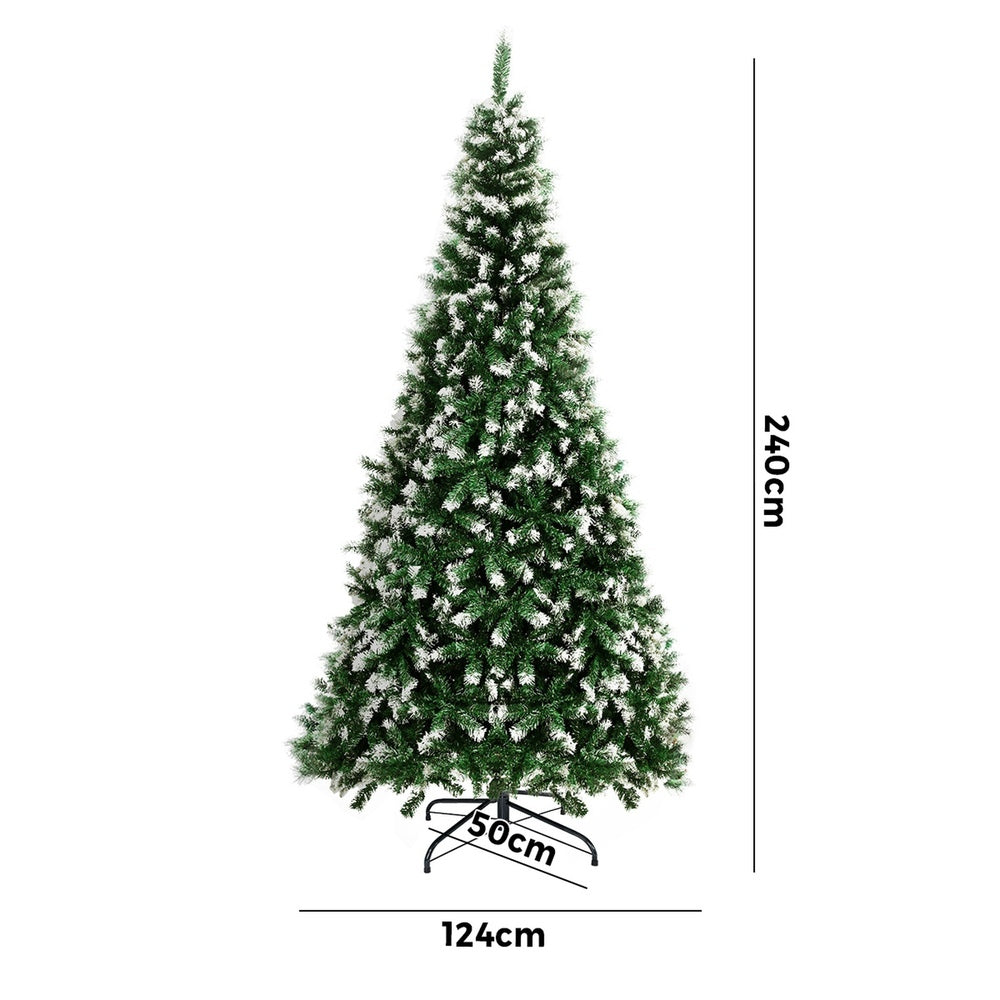 Tinseltown Christmas Tree 2.4M 8FT Snowy Xmas Decorations Home Decor Green 1400 tips