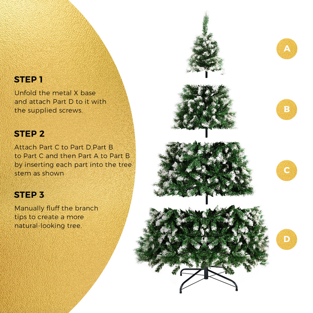 Tinseltown Christmas Tree 2.4M 8FT Snowy Xmas Decorations Home Decor Green 1400 tips