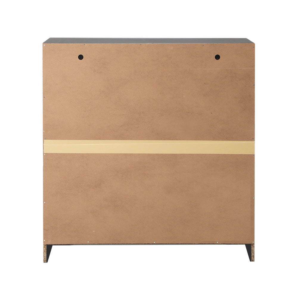 Oikiture 5 Chest of Drawers Dresser Rattan Black