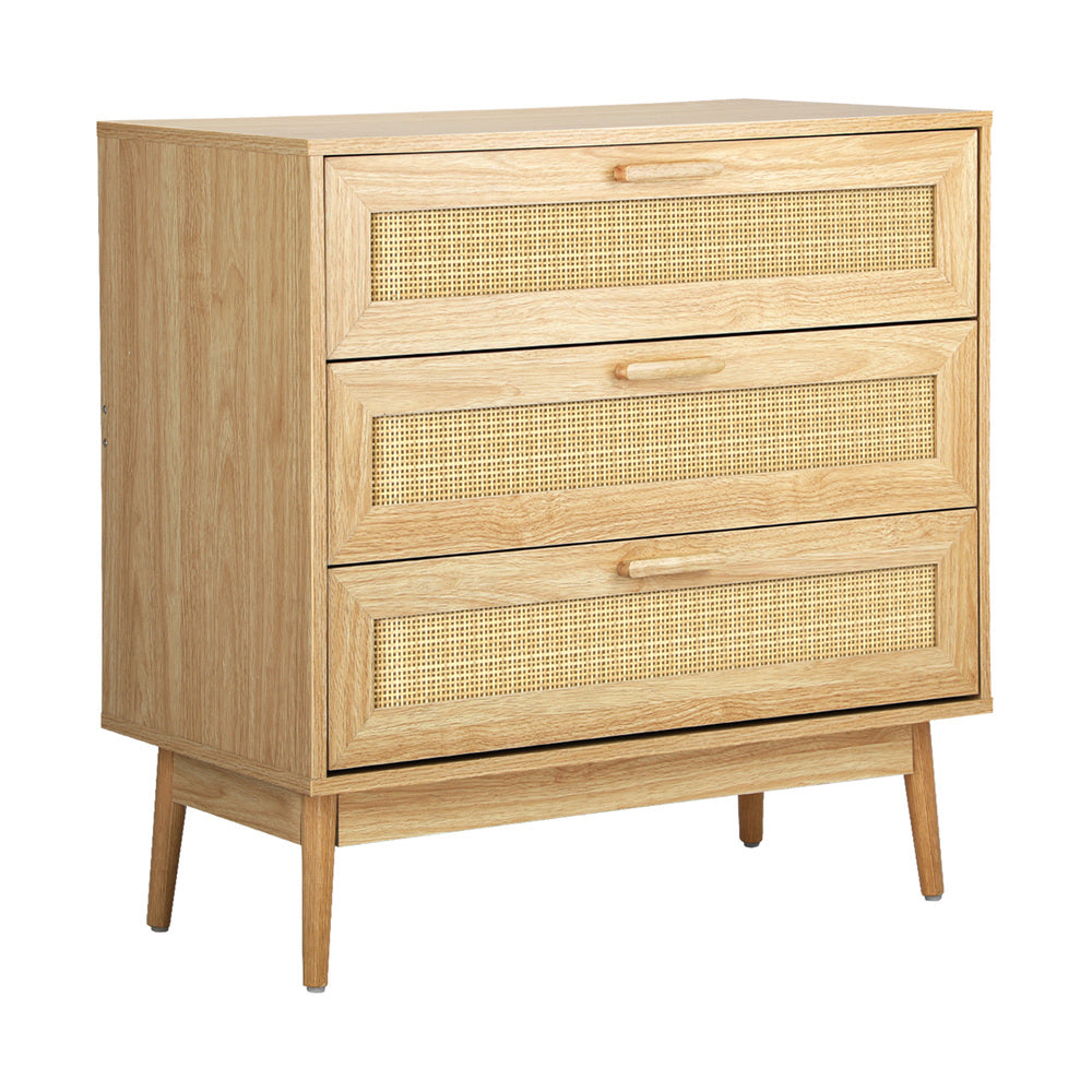 Oikiture 3 Chest of Drawers Clothes Storage Rattan