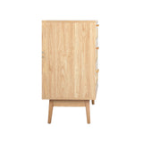 Oikiture 3 Chest of Drawers Clothes Storage Rattan - Side View