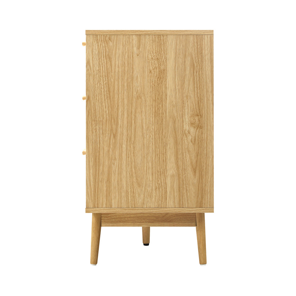 Oikiture 9 Chest of Drawers Rattan Lowboy Wooden