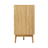 Oikiture 9 Chest of Drawers Rattan Lowboy Wooden - 45-Degree Angle