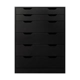 Oikiture 6 Chest of Drawers Air Gap Handles Black - Close-Up Angle