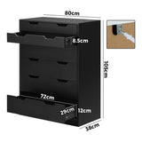 Oikiture 6 Chest of Drawers Air Gap Handles Black - Side View