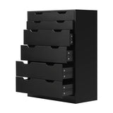Oikiture 6 Chest of Drawers Air Gap Handles Black - Low Angle