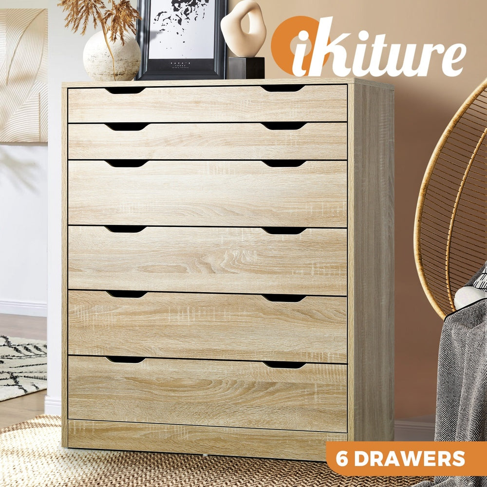 Oikiture 6 Chest of Drawers Tallboy Wooden