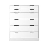 Oikiture 6 Chest of Drawers Tallboy White - Close-Up Angle