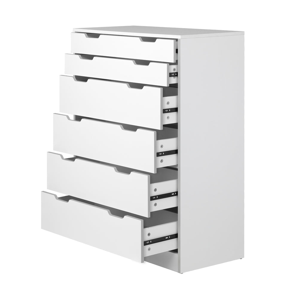 Oikiture 6 Chest of Drawers Tallboy White