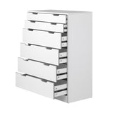 Oikiture 6 Chest of Drawers Tallboy White - Side View