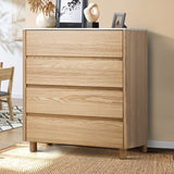 Oikiture 4 Chest of Drawers Dresser Faux Marble Top Natural - Rear View