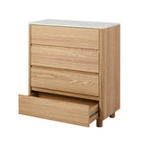 Oikiture 4 Chest of Drawers Dresser Faux Marble Top Natural - Extra Image
