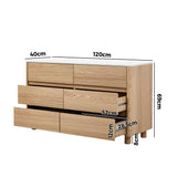 Oikiture 6 Chest of Drawers Dresser Faux Marble Top Natural - Low Angle