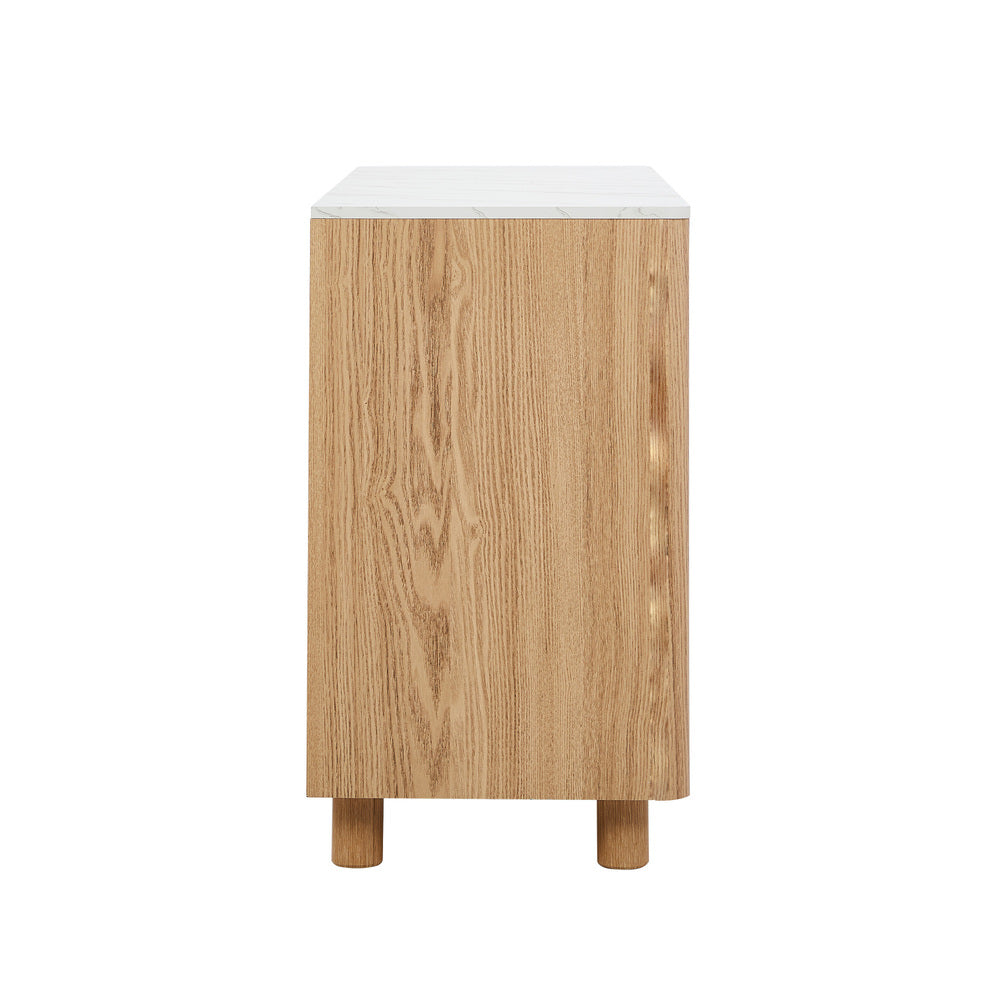 Oikiture 6 Chest of Drawers Dresser Faux Marble Top Natural