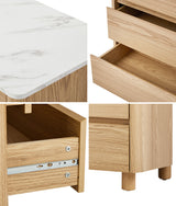Oikiture 6 Chest of Drawers Dresser Faux Marble Top Natural - Side View