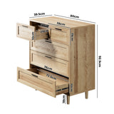 Oikiture 5 Chest of Drawers Dresser Tallboy Natural