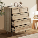 Oikiture 5 Chest of Drawers Dresser Tallboy Natural