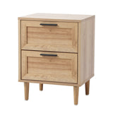 Oikiture 5 Chest of Drawers and 2 Bedside Tables Bedroom Set Natural - 45-Degree Angle