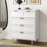 Oikiture 5 Chest of Drawers Dresser Tallboy White - Front View