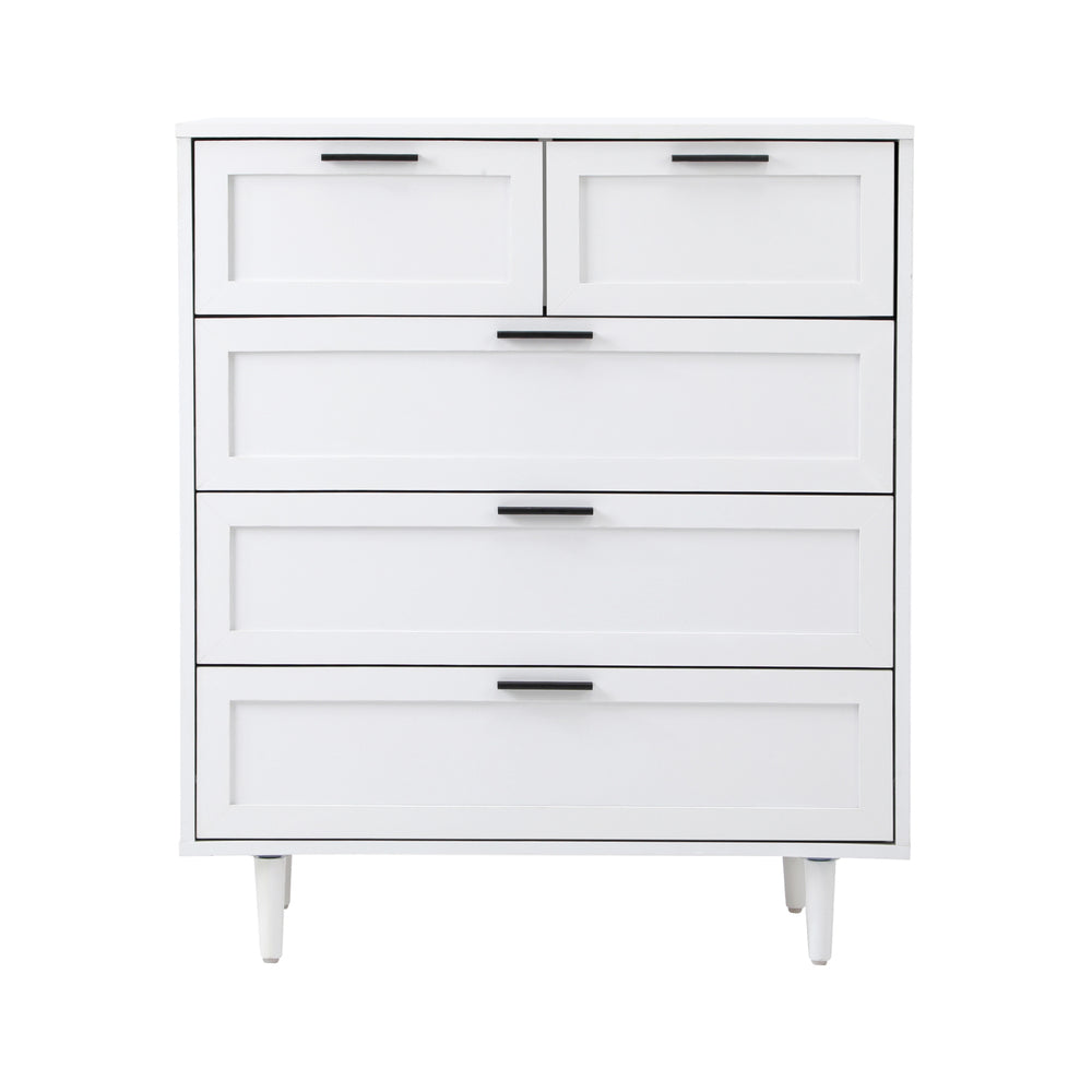 Oikiture 5 Chest of Drawers Dresser Tallboy White