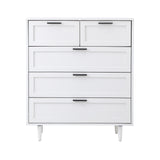 Oikiture 5 Chest of Drawers Dresser Tallboy White - Side View