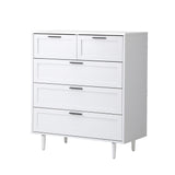 Oikiture 5 Chest of Drawers Dresser Tallboy White - Rear View