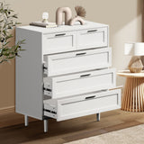 Oikiture 5 Chest of Drawers Dresser Tallboy White