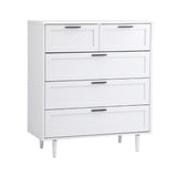Oikiture 5 Chest of Drawers and 2 Bedside Tables Bedroom Set White - 45-Degree Angle