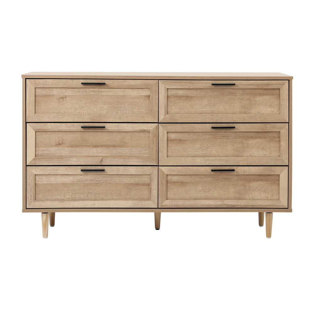 Oikiture 6 Chest of Drawers Dresser Tallboy Natural
