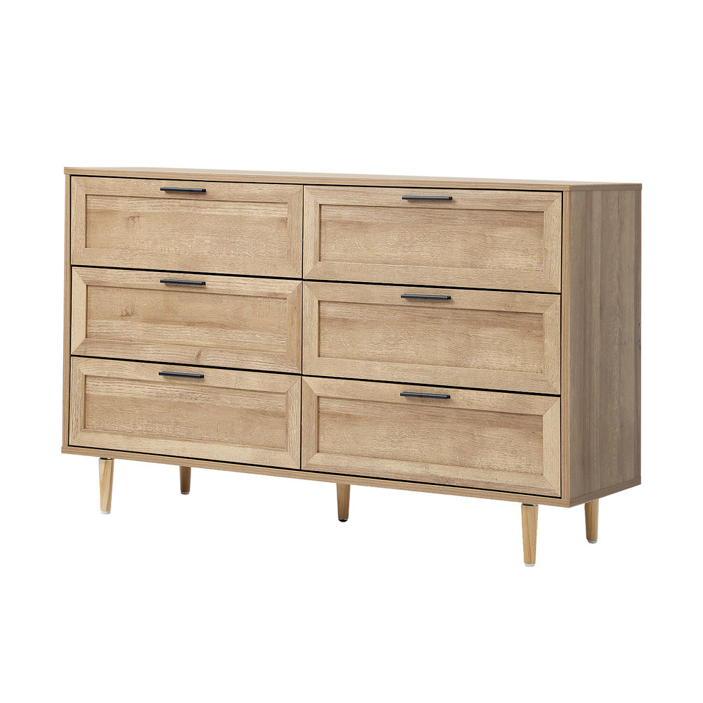 Oikiture 6 Chest of Drawers Dresser Tallboy Natural