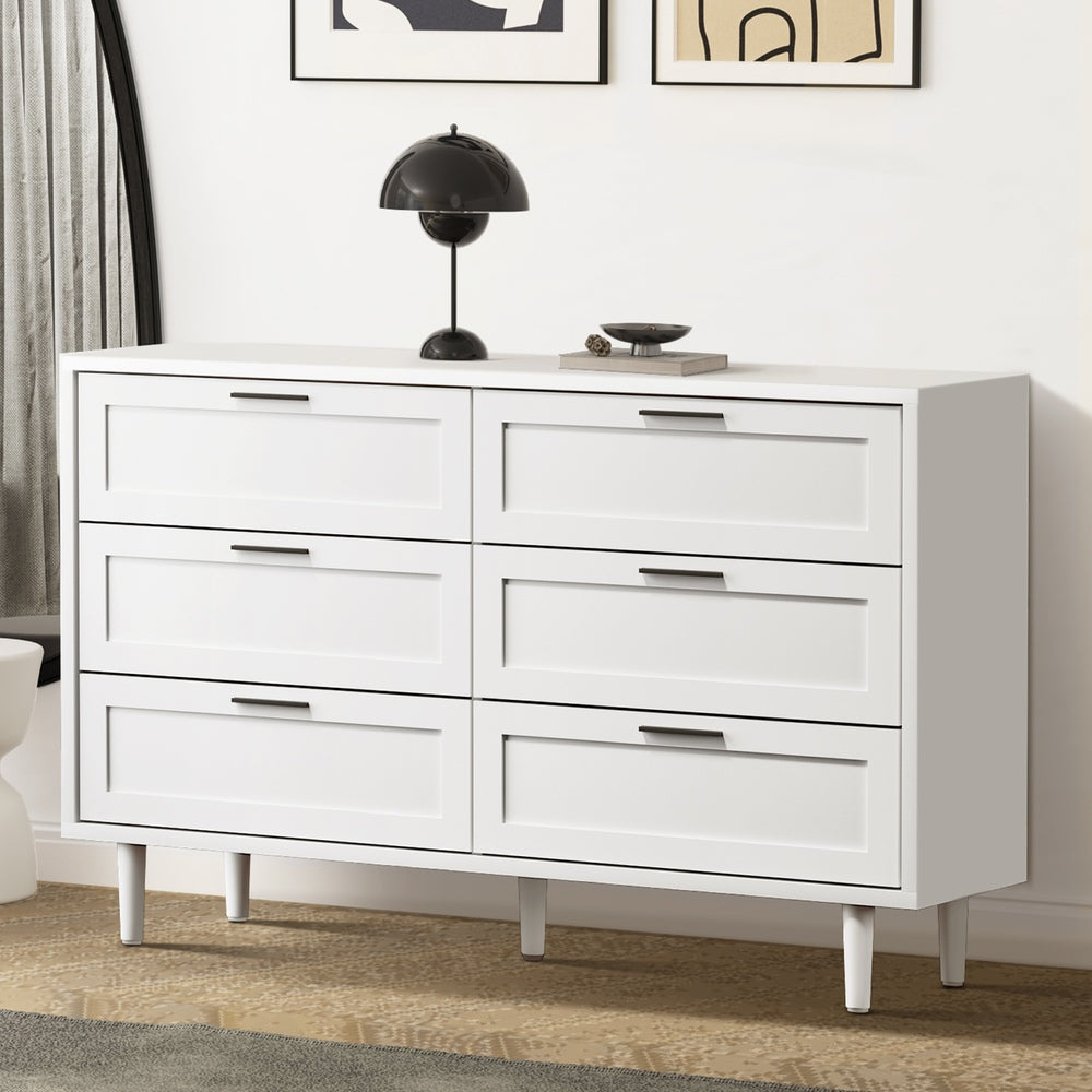 Oikiture 6 Chest of Drawers Dresser Tallboy White