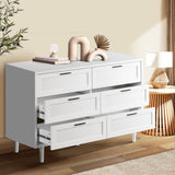 Oikiture 6 Chest of Drawers Dresser Tallboy White - 45-Degree Angle