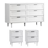 Oikiture 6 Chest of Drawers and 2 Bedside Tables Bedroom Set White - Extra Image