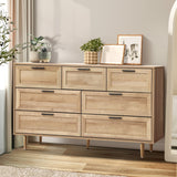 Oikiture 7 Chest of Drawers Dresser Tallboy Natural - Low Angle