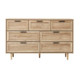 Oikiture 7 Chest of Drawers Dresser Tallboy Natural - Close-Up Angle