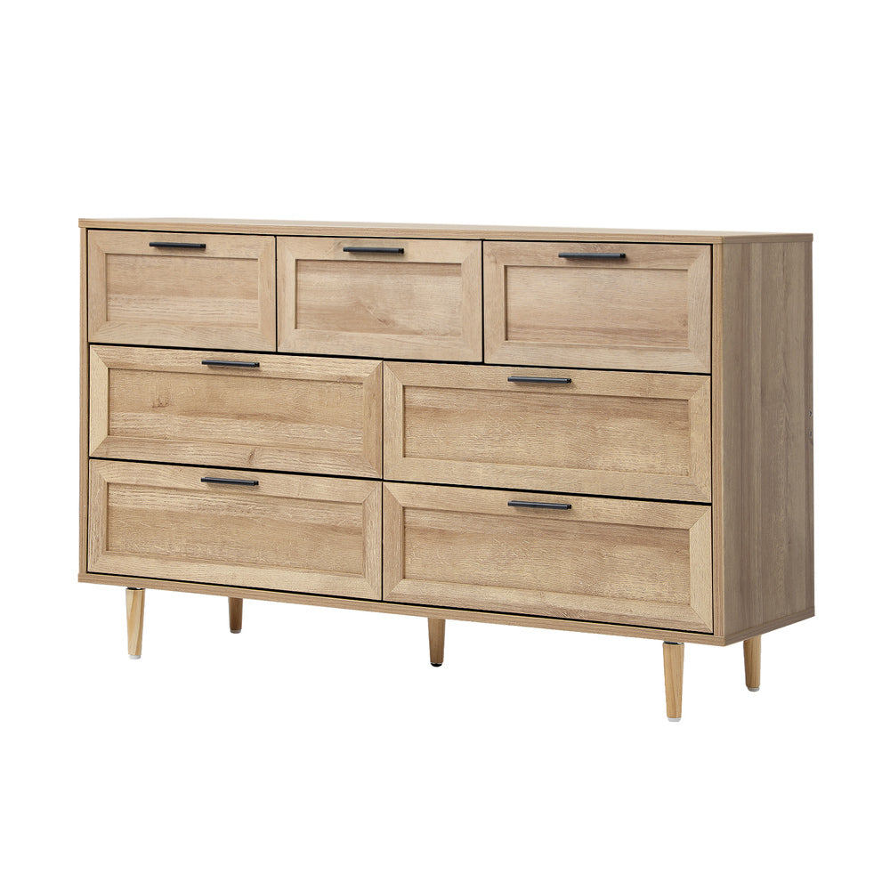 Oikiture 7 Chest of Drawers Dresser Tallboy Natural