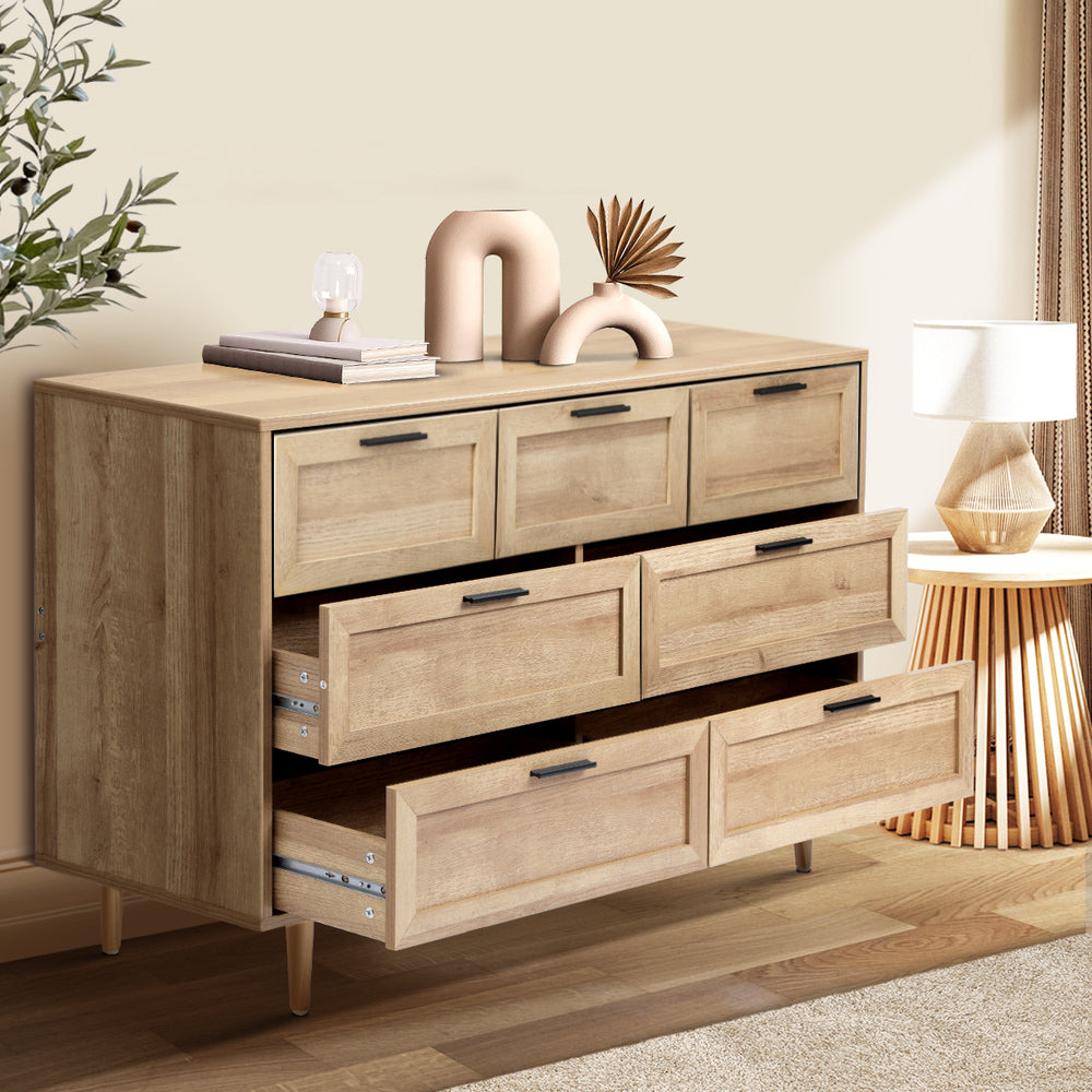 Oikiture 7 Chest of Drawers Dresser Tallboy Natural