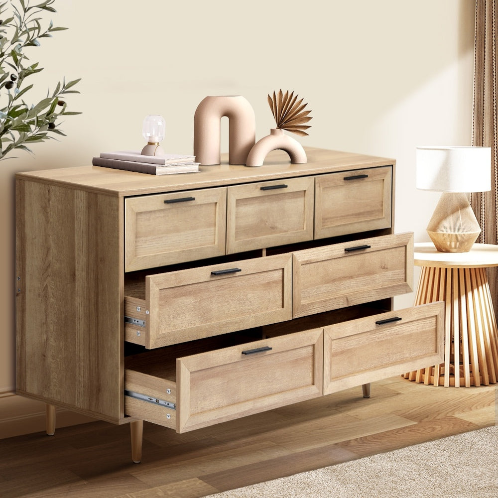 Oikiture 7 Chest of Drawers Dresser Tallboy Natural