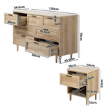 Oikiture 7 Chest of Drawers and 2 Bedside Tables Bedroom Set - Side View