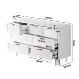 Oikiture 7 Chest of Drawers Dresser Tallboy White - Side View