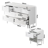 Oikiture Bedroom Set 7 Chest of Drawers and 2 Bedside Tables White - Side View