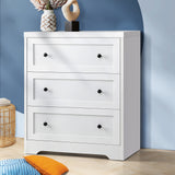 Oikiture 3 Chest of Drawers Hamptons Furniture White - Top-Down View