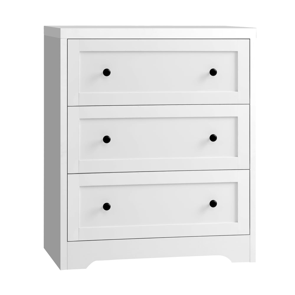 Oikiture 3 Chest of Drawers Hamptons Furniture White