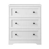 Oikiture 3 Chest of Drawers Hamptons Furniture White - Front View