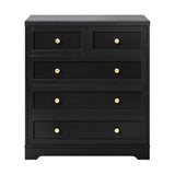 Oikiture Chest of Drawers with 5 Drawers Black