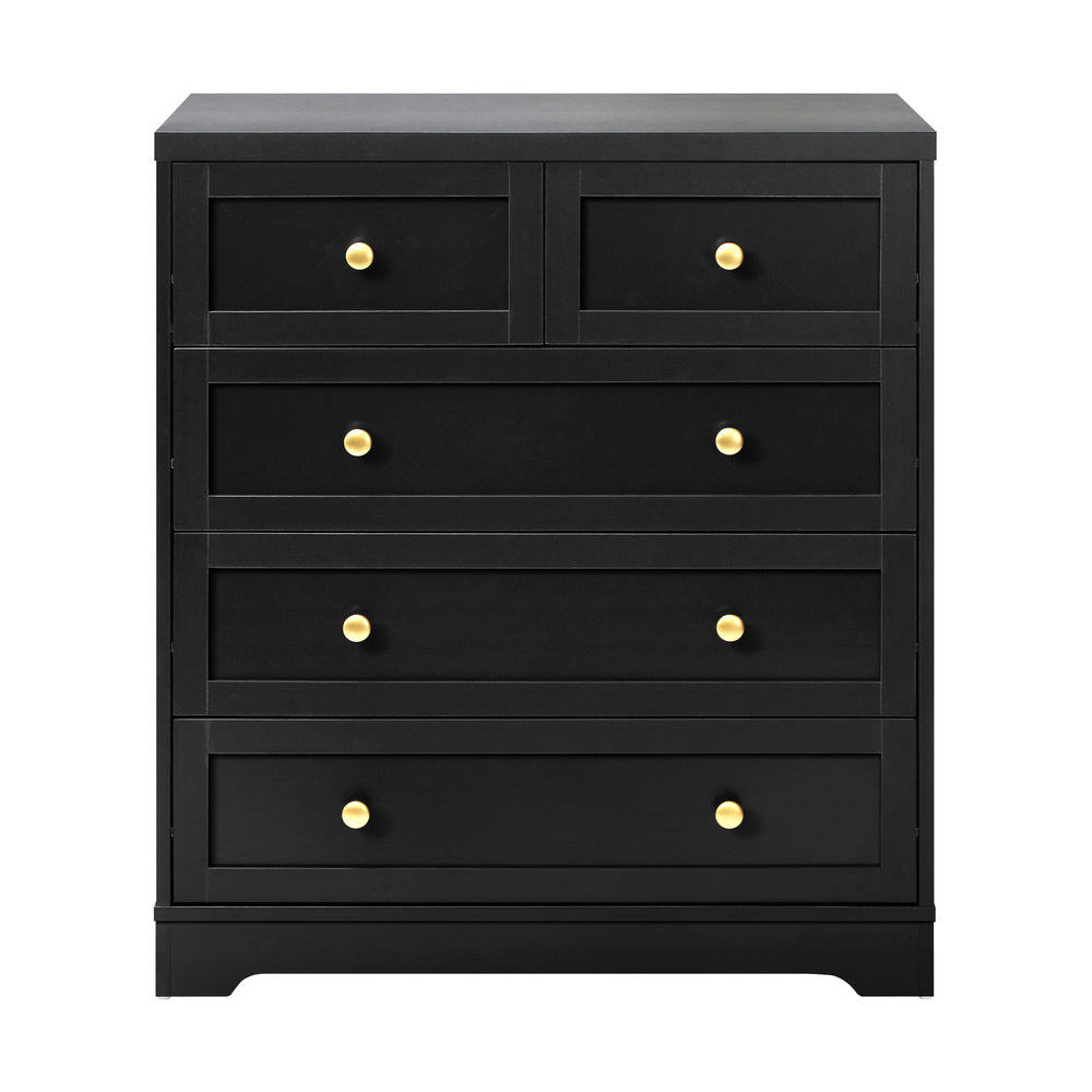 Oikiture Chest of Drawers with 5 Drawers Black