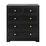 Oikiture Chest of Drawers with 5 Drawers Black - Close-Up Angle