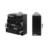 Oikiture Chest of Drawers with 5 Drawers Black