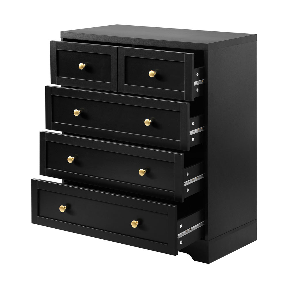 Oikiture Chest of Drawers with 5 Drawers Black